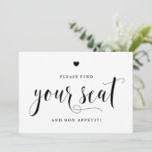Invitation Black Find Your Seat and Bon Appétit Mariage (Debout devant)