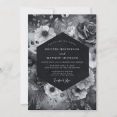 Invitation Black Floral Dramatic Bloom Wedding (Devant)