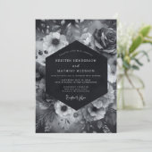 Invitation Black Floral Dramatic Bloom Wedding (Debout devant)