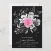 Invitation Black Floral Funeral Memorial -Annonce rose (Devant)