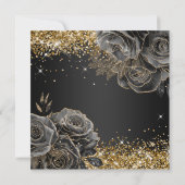 Invitation Black Floral Glam Parties scintillant or Sweet six (Dos)