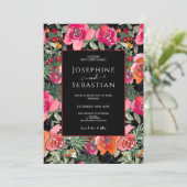 Invitation Black Floral Holly Berries Mariage de Noël (Debout devant)