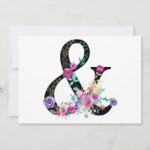 Invitation Black Floral Moderne Ampersand Chic Printemps Mari (Dos)