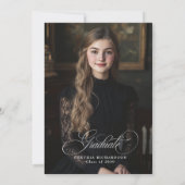 Invitation Black Floral Moody Botanical Chic Graduation Party (Dos)