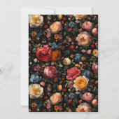 Invitation Black Floral Moody Botanical Gothical Birthday Par (Dos)