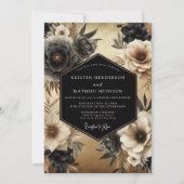Invitation Black Floral Opulence Wedding (Devant)