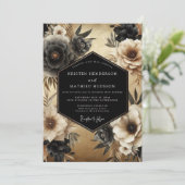 Invitation Black Floral Opulence Wedding (Debout devant)