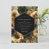Invitation Black Floral Opulent Wedding (Debout devant)