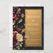 Invitation Black Floral or Mariage moderne (Devant)