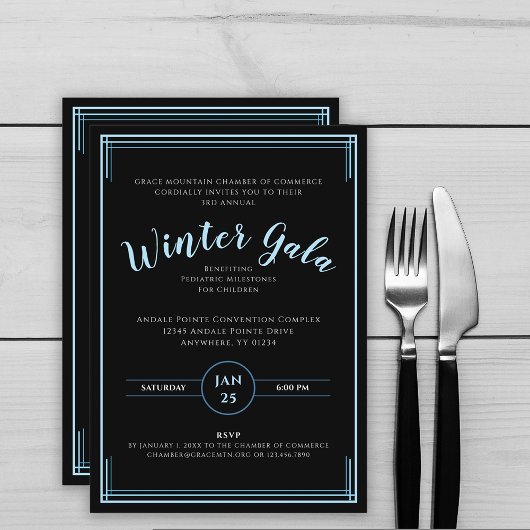 Invitation Black Forme Simple Entreprise Gala d'hiver