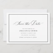 Invitation Black frame calligraphy wedding save the date card (Devant)