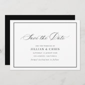 Invitation Black frame calligraphy wedding save the date card (Devant / Derrière)