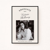 Invitation Black Frame Ivory Graduation One Photo Announcemen