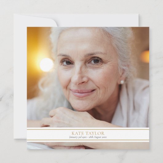 Invitation Black Funeral Celebration of Life Photo Carré (Dos)