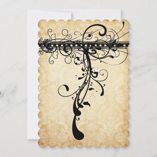 Invitation Black Funky Elegant Mariage de perles (Dos)