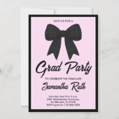 Invitation Black Gingham Bow Graduation Party (Devant)