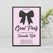 Invitation Black Gingham Bow Graduation Party (Debout devant)