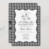 Invitation Black Gingham Preppy Ghost Little Boo Baby Shower (Devant / Derrière)