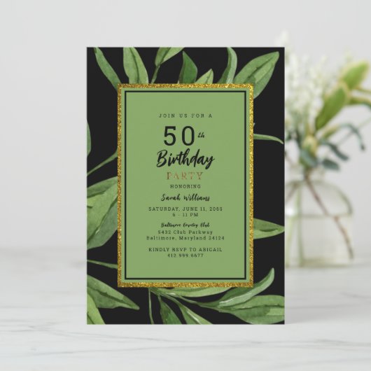Invitation Black Glam 50e fête d'anniversaire (Debout devant)
