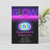 Invitation Black Glow Party Neon Lumières Anniversaire (Debout devant)
