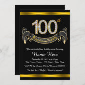 Invitation Black Gold 100e fête d'anniversaire (Devant / Derrière)