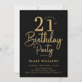 Invitation Black Gold 21st Birthday (Devant)