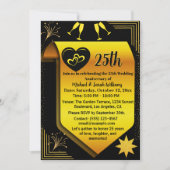 Invitation Black Gold 25e anniversaire Mariage Simple moderne (Devant)