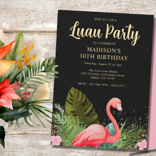 Invitation Black Gold 30e anniversaire Luau Party
