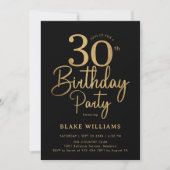 Invitation Black Gold 30th Birthday (Devant)