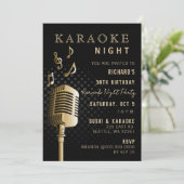 Invitation Black Gold 30th Birthday Karaoke Night Party (Debout devant)