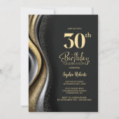 Invitation Black Gold 30th Birthday Party (Devant)