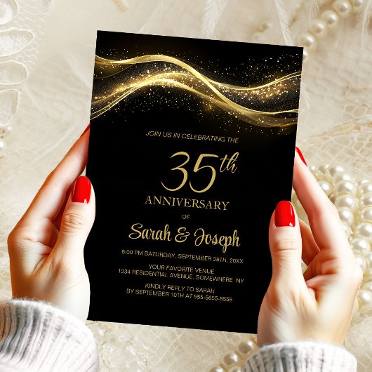 Invitation Black Gold 35e anniversaire Mariage