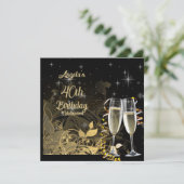 Invitation Black & Gold 40e Anniversaire Champagne Glasses (Debout devant)