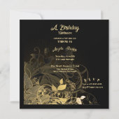 Invitation Black & Gold 40e Anniversaire Champagne Glasses (Dos)