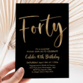 Invitation Black Gold 40e anniversaire Mens moderne