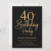 Invitation Black Gold 40th Birthday (Devant)