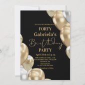 Invitation Black Gold 40th Birthday   (Devant)