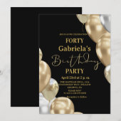 Invitation Black Gold 40th Birthday   (Devant / Derrière)