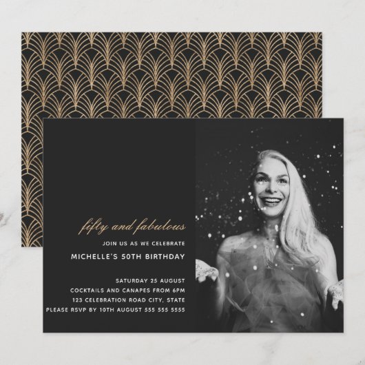 Invitation Black Gold 50 et Fabulous Art Déco Photo 50e (Devant / Derrière)