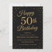 Invitation Black & Gold 50e Surprise Party (Devant)