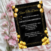 Invitation Black Gold 50th Birthday Enregistrer la date Invit