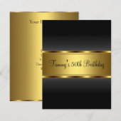 Invitation Black Gold 50th Birthday Party (Devant / Derrière)