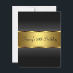 Invitation Black Gold 50th Birthday Party<br><div class="desc">Invitation Black and Gold Metal,  30e Anniversaire. Customisez avec vos propres détails.</div>