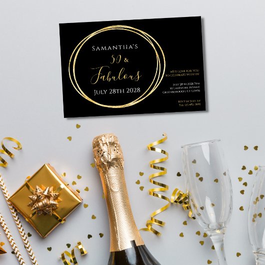 Invitation Black Gold 50th Birthday Party