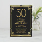 Invitation Black Gold 50th Birthday Photo (Debout devant)