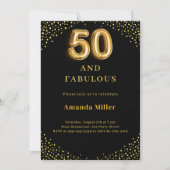 Invitation Black gold 50th fabulous birthday (Devant)