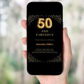 Invitation Black gold 50th fabulous birthday