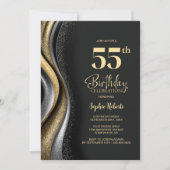 Invitation Black Gold 55th Birthday Party (Devant)