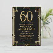 Invitation Black Gold 60e anniversaire Photo Surprise Party (Debout devant)