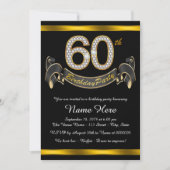 Invitation Black Gold 60e fête d'anniversaire (Devant)